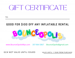 $100 GIFT CERTIFICATE